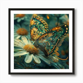 Butterfly On Daisies 8 Art Print