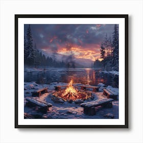 Fire Pit At Sunset Art Print