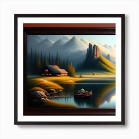 Boat On A Lake Art Print