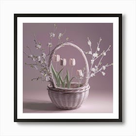 Tulips In A Basket 2 Art Print
