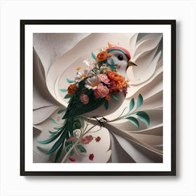 Bird With Flowers Art Print