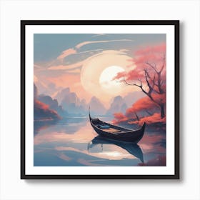 Boat On A Lake Art Print