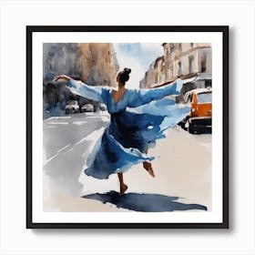 Dancer In Blue Dress 1 Art Print