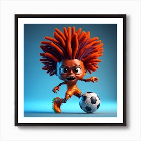 Soccer Player With Dreadlocks Art Print