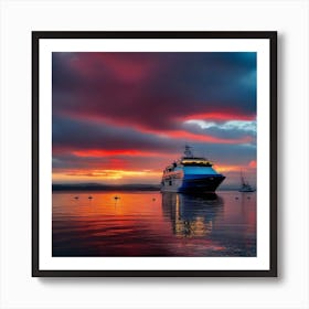 Sunset On A Cruise Ship 17 Art Print