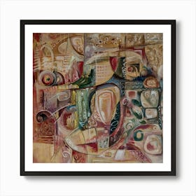 Abstract with Flowers, Dinning Room Decor Art Print