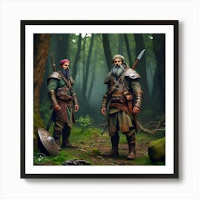 Two Warriors In The Forest Poster