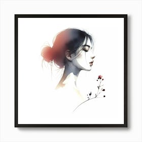 Watercolor Of A Girl Art Print