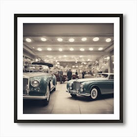 Vintage Cars In A Showroom Art Print