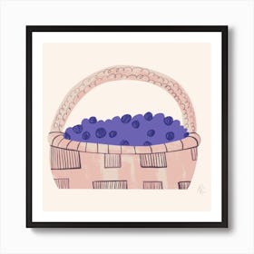 Blueberry Basket Square Art Print