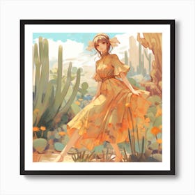 Cactus Girl Art Print