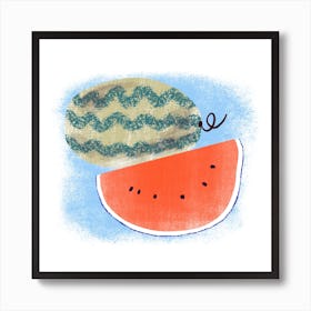 Fresh Watermelon In Summer Square Art Print