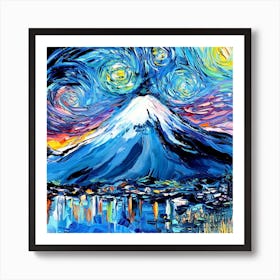 Starry Night Over Mount Fuji Art Starry Night Van Gogh Art Print