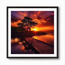 Sunset On The Lake 12 Art Print