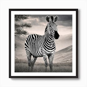 Zebra Lineart A 0 Art Print