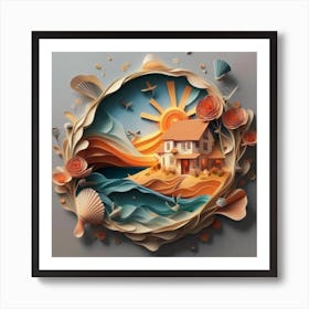 Nice Landscape In Paper Art Work 6 Art Print