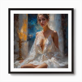 Woman In A White Dress Art Print