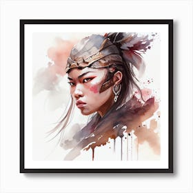 Watercolor Asian Warrior Woman  #1 Art Print