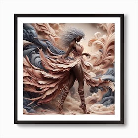 Woman With Feathers Art Print