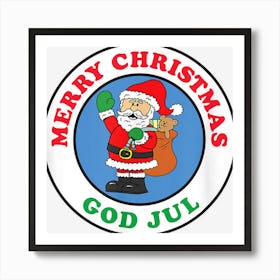 God Jul Swedish Merry Christmas Santa Art Print