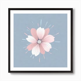 A White And Pink Flower In Minimalist Style Square Composition 100 Art Print