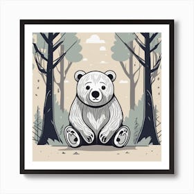 Polar Bear In The Forest Art Print