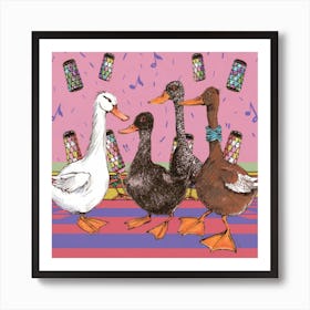 Disco Duck Dance Party Print Art And Wall Art Póster