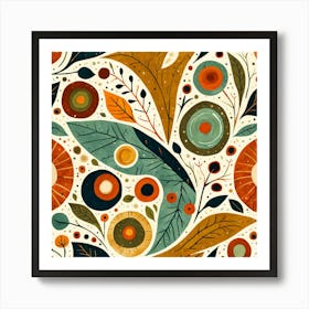 Floral Pattern, Abstract Piece With Organic Shapes And Earthy Colors art print Art Print