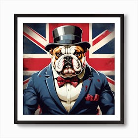 Bulldog With British Flag Art Print