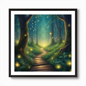 Fireflies In The Forest Art Print