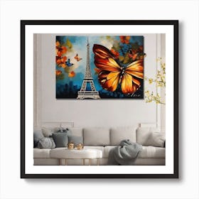 Paris Butterfly Painting 1 Art Print