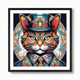 Elegant Cat with a Top Hat Art Print