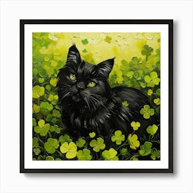 Shamrock Cat 2 Art Print