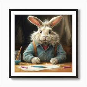 Rabbit With Pencils Art Print