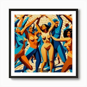 'Nude Dancers' Naturist Woman Only Club Night Art Print