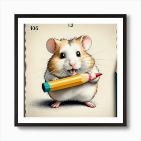 Hamster With Pencil 1 Art Print