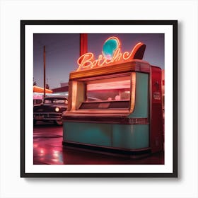 Neon Sign At Night Art Print