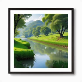 River Landscape 1 Art Print