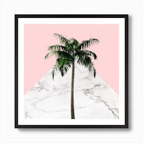 Palm Tree on Pink and Marble Wall Art Print