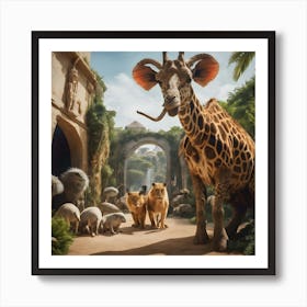 Surreal Zoo Inspired By Dali 2 Art Print