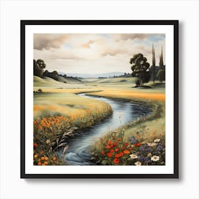 Stream In A Field Art Print