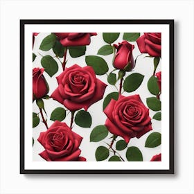 Red Roses Seamless Pattern 3 Art Print