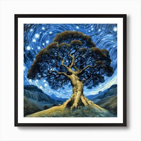 Starry Night Tree Art Print