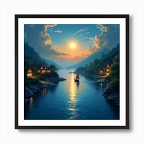 Sunset By The Lake 1 Art Print