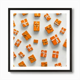 Orange Gift Boxes Art Print