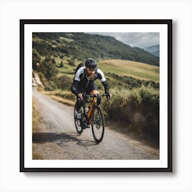 Cyclist On A Dirt Road Art Print