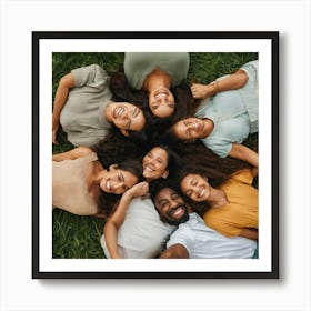 Group Of Friends Laying On Grass Art Print