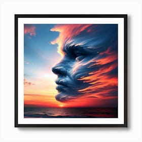 Face Of A Woman At Sunset Art Print