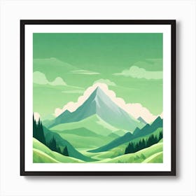 Misty mountains background in green tone 137 Art Print