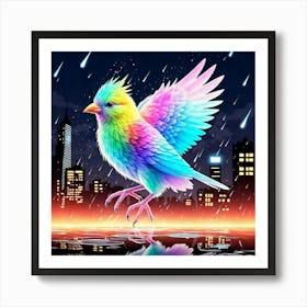 Colorful Bird In The Rain Art Print